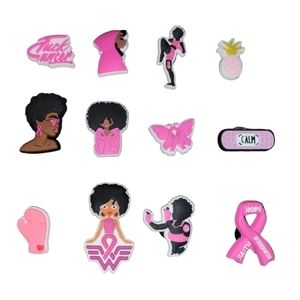 Breast Cancer Awareness Croc Charms‎  (NWOT)